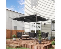 Vervangend dak voor pergola 2,5 x 2,55 m Pergoladak met afwateringsgaten, schaduwdoek voor tuin & terras, donkergrijs
