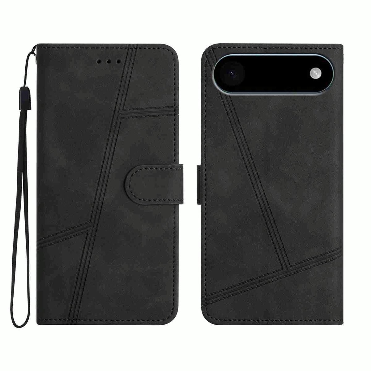Mobigear Telefoonhoesje geschikt voor Apple iPhone Air Hoesje | Mobigear Stitch Bookcase Portemonnee | Pasjeshouder voor 2 Pasjes | Telefoonhoesje voor Pinpas / OV Kaart / Rijbewijs - Zwart