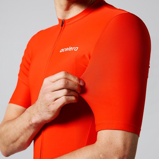 Acelera Intermediate Wielershirt - Fietsshirt Heren Korte Mouw - Wielrenshirt - Fietskleding - Oranje - Maat 2XL van Acelera — afbeelding 3