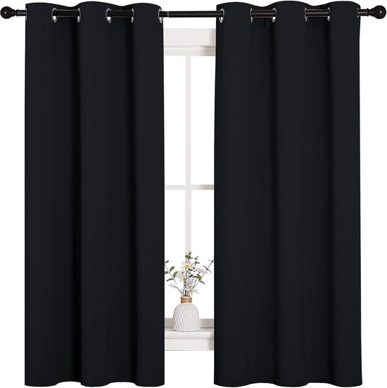 Gordijnen - Gordijn - Verduisterend gordijnen - Met Ringen - Verduisterend - 42 x 63in - Zwart - Set van 2
