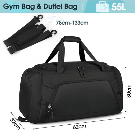 Yorkenbe 106L 114,3 cm Heavy Duty Extra Grote Duffeltas, waterbestendige sportuitrusting reistas met upgrade rits, tent opslag vervanging met grote mond en gewatteerde handgrepen (1