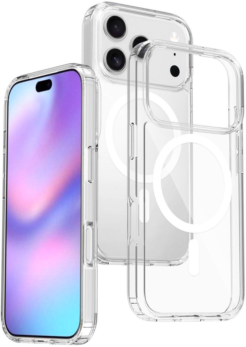 Mobigear Doorzichtig Hoesje geschikt voor Apple iPhone 17 Pro MagSafe Telefoonhoesje Hardcase | Mobigear Crystal Backcover | Geschikt voor MagSafe | Geschikt voor Draadloos Opladen met Magnetische Ring | Geschikt voor MagSafe Case - Transparant