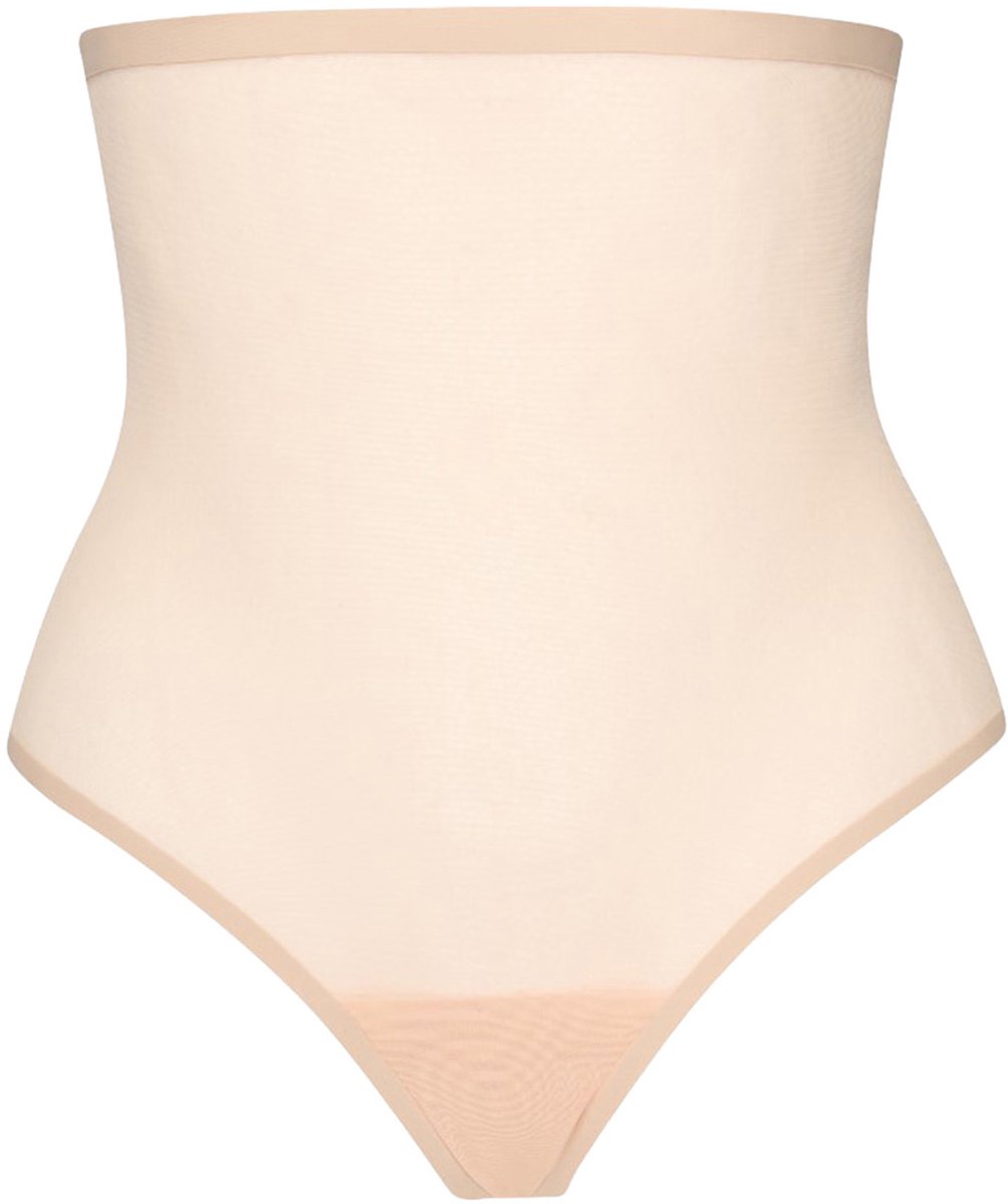 Bye Bra Vormende tule string met hoge taille, beige S