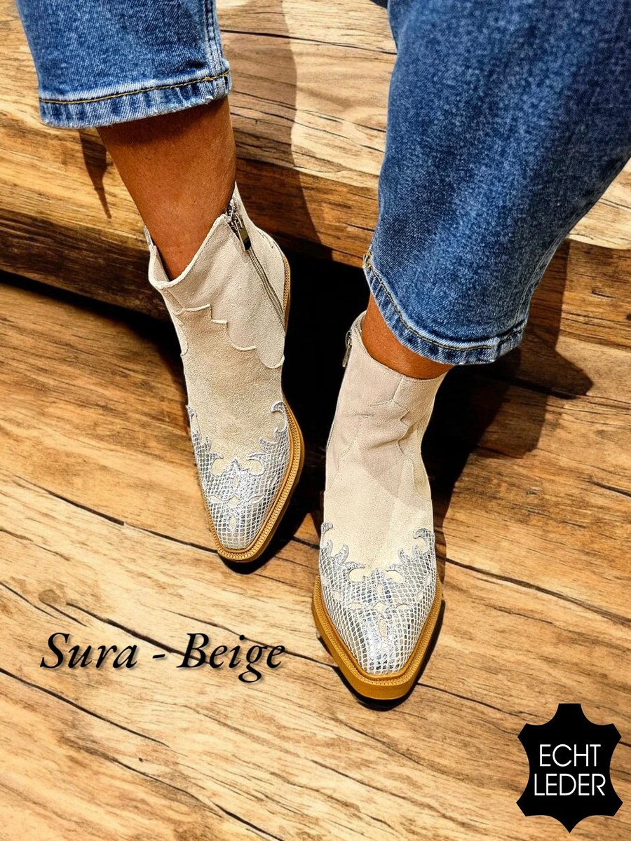 Barla Shoes - Sura - Beige Western - Enkellaars