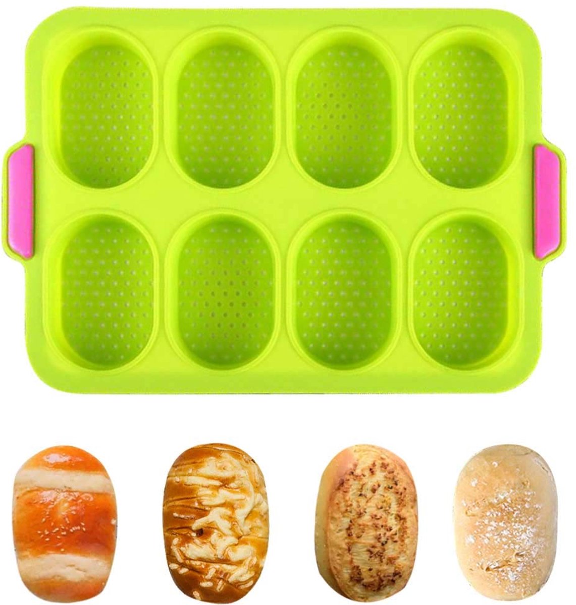 Ibenzoa® Siliconen Broodjesvorm, 8 Holtes - Anti-aanbak, voor Baguettes & Mini Broodjes
