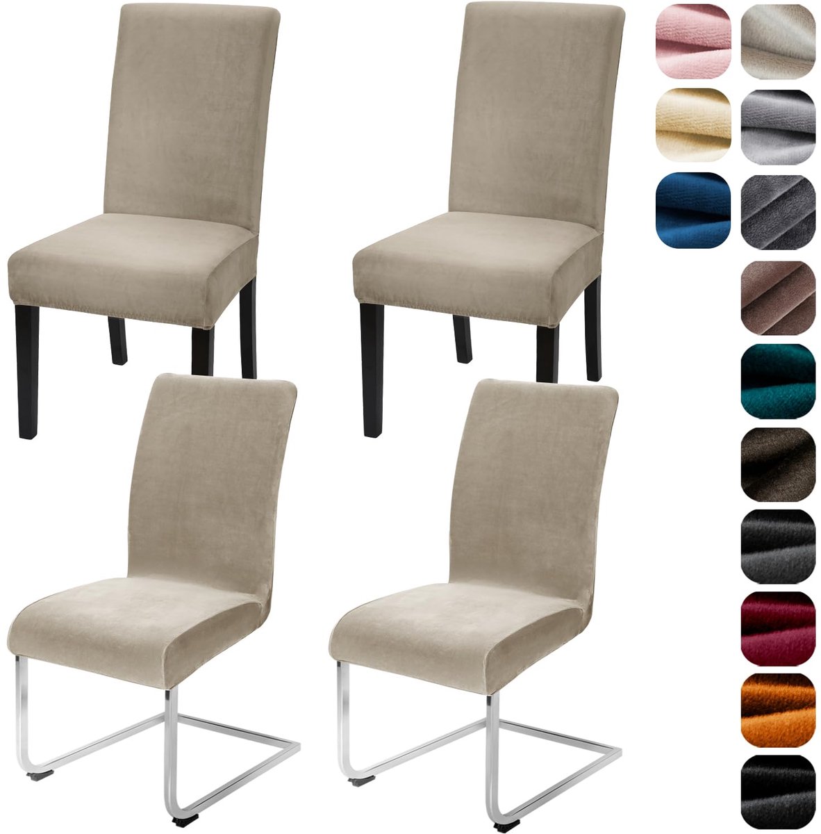 Ibenzoa® Set van 4 of 6 Fluweel Stoelhoesjes - Bescherming voor Eetkamer, Restaurant & Bruiloft
