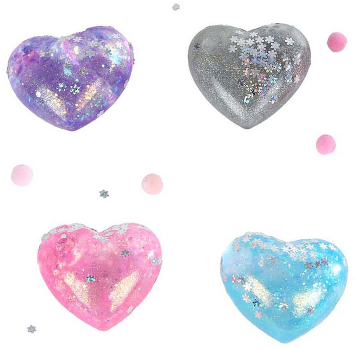 Knijpbal Hart met Glitter