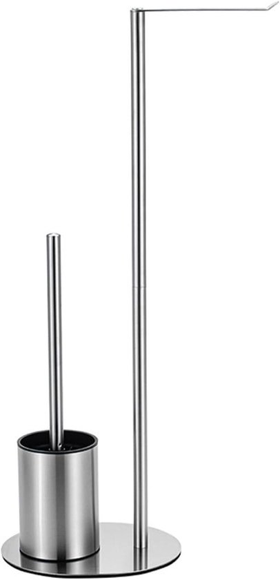 susswiff Stainless Steel Toilet Paper Holder with Toilet Brush, 4-in-1 Combo, for 3 Extra Rolls