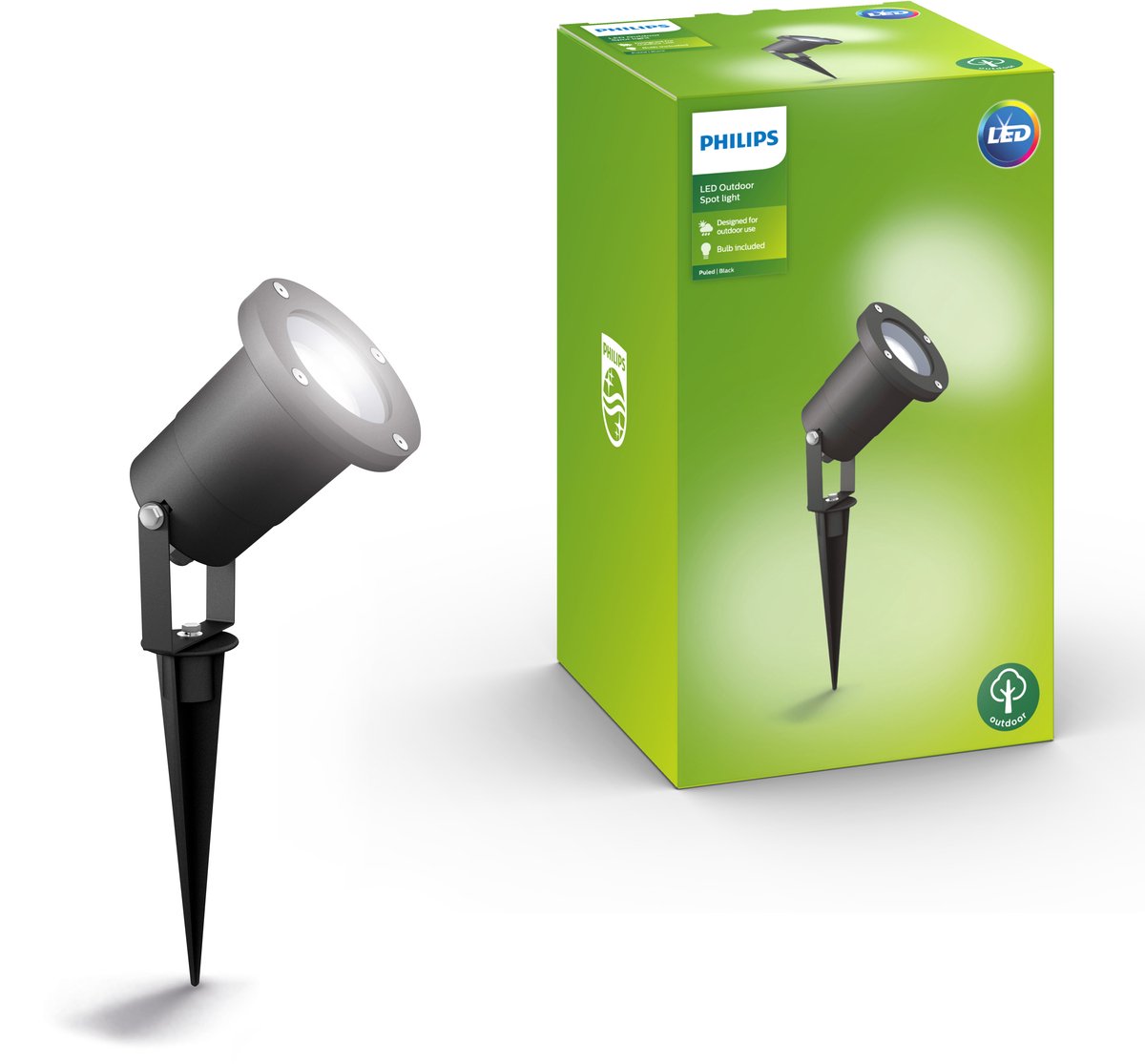 Bol.com Philips PULED spike prikspot voor buiten - zwart aanbieding