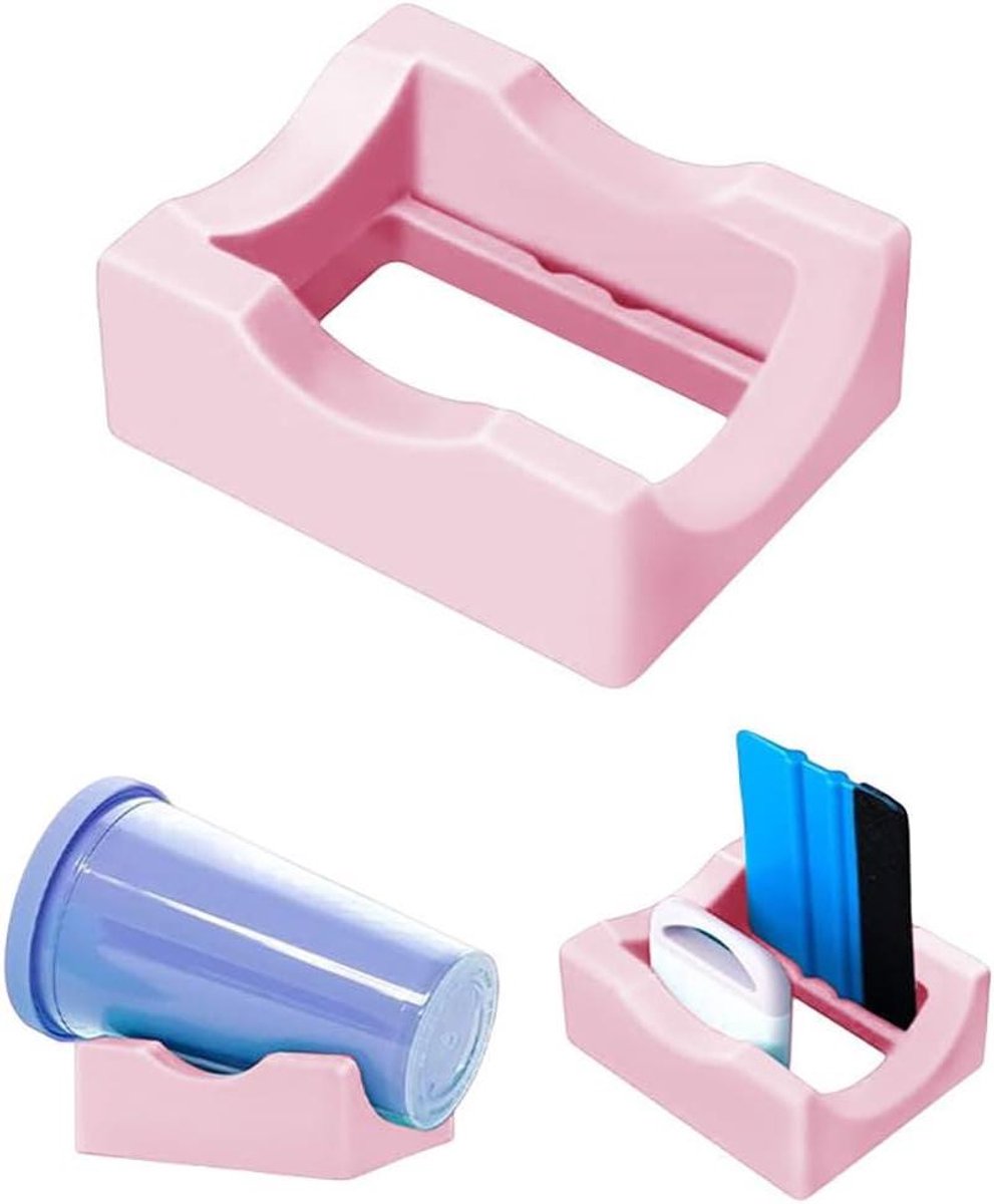 Inovra Plus - Bekerhouder met Vilten Rand en Ruimtebesparende Standaard - Roze - Stickers Aanbrengen - Stanley Cup Cradle.