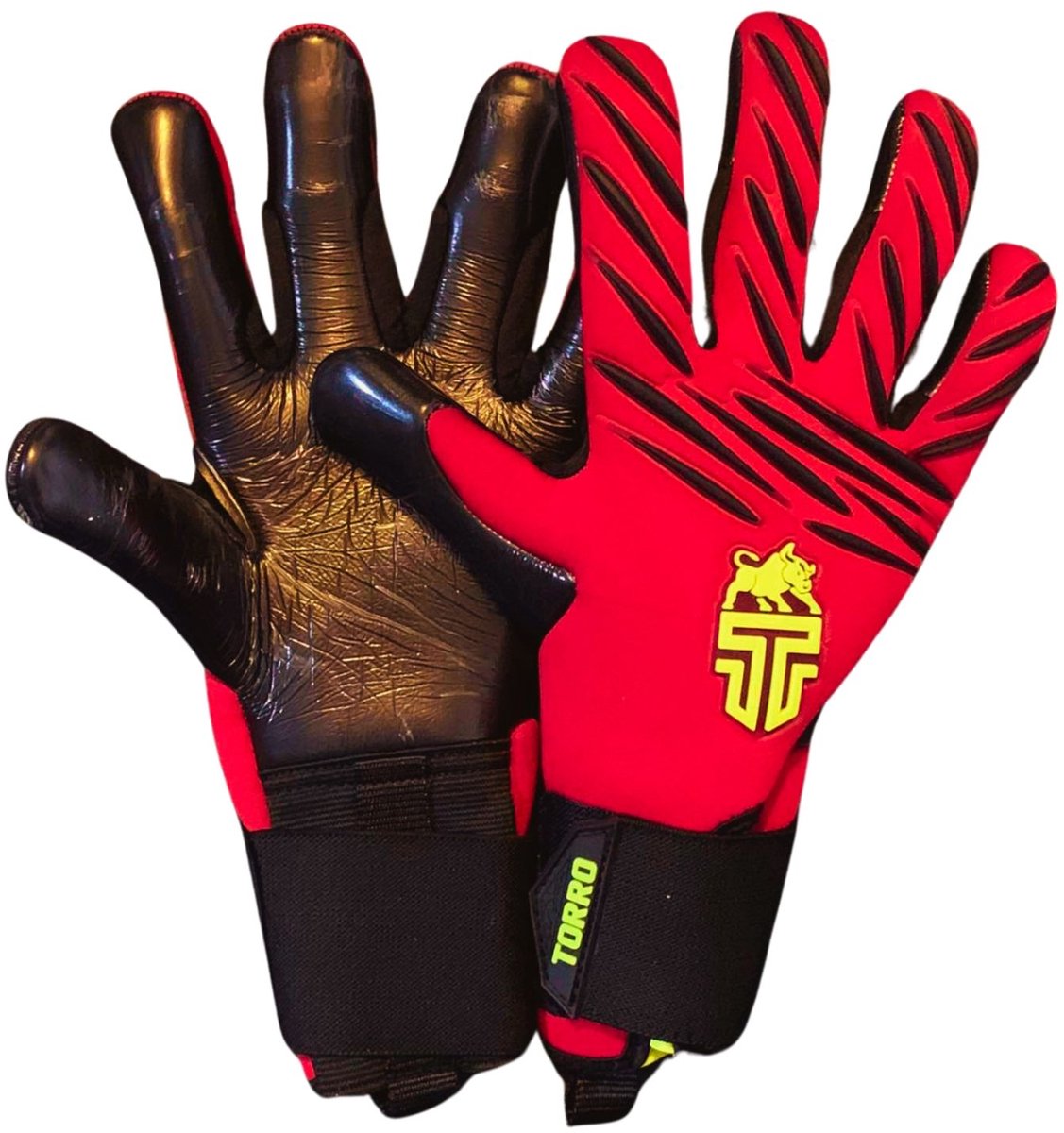 Torro Diablo Keepershandschoenen - Ergo Roll Negativ Cut - Rood/Zwart/Yellow - Kids