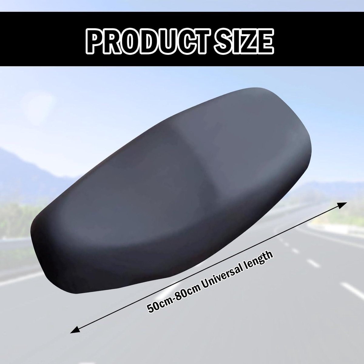 Allecto Plus - Universele motorfiets stoelhoes voor scooter en bromfiets - Waterdichte regenbescherming - Comfortabel kussen - Geschikt voor zitbanken van 50-80 cm - Stoelbekleding op maat_PW.