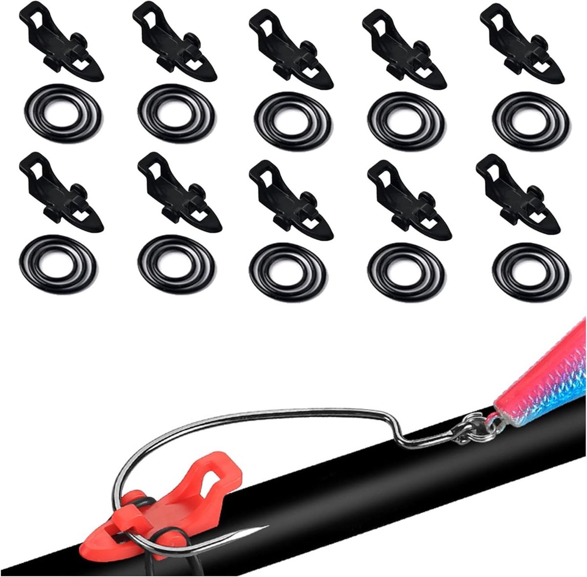 Allecto Plus - 10 Stuks Hook Keeper voor Vishengel - Plastic Accessoires - Vishaak Secure Keeper - Jig Haken - Visgereedschap