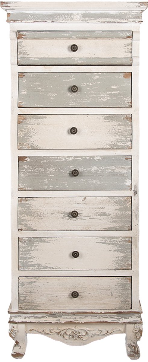 Clayre & Eef Ladekast 56x43x145 cm Wit Grijs Hout