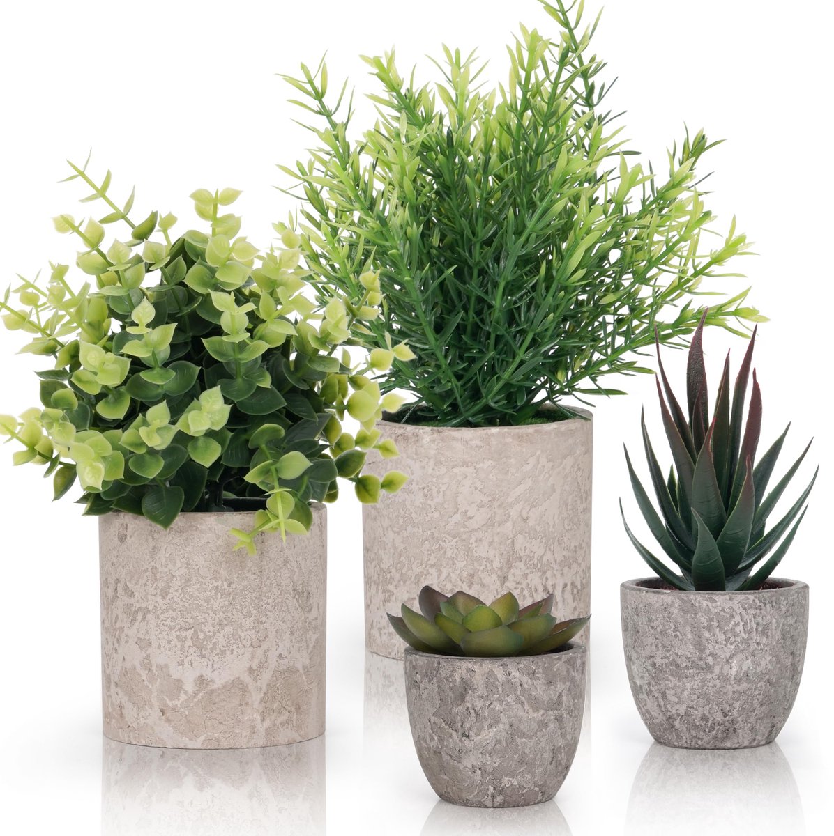 Ibenzoa Set van 4 Stijlvolle Kunstplanten in Pot voor Binnenhuisdecoratie - Realistische Groene Accenten