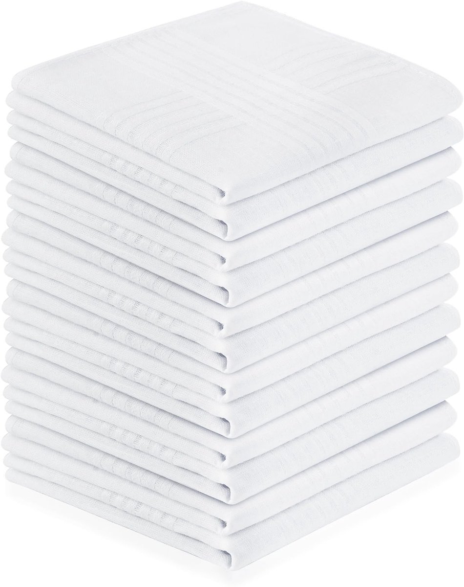 Ibenzoa® Elegante Witte Zakdoeken Set van 12 Stuks voor Diverse Gelegenheden