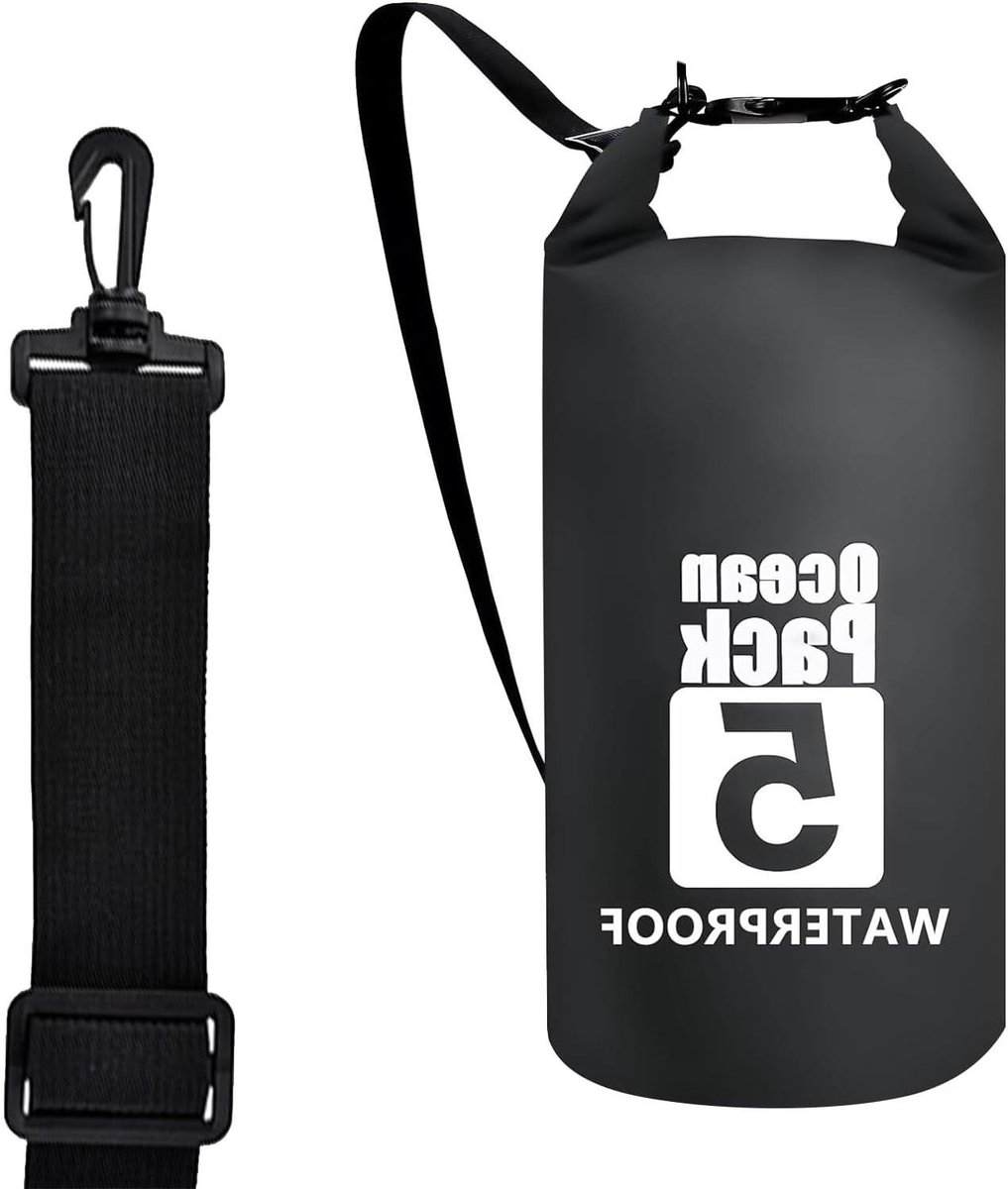 Inovra Plus - Waterdichte Rugzak Dry Bag 5L - Zwarte Waterdichte Tas voor Reizen, Boottochten en Zwemmen met Schouderriem - Waterdichte Pakzak voor Wandelen buitenshuis