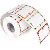 500 Fruitetiketten voor Jampotten - Zelfklevende Keukenlabels - Organisatie voor Voedselopslag - Dispenserdoos - Kleurrijk Fruitdesign - 50x30mm - 500 Stuks