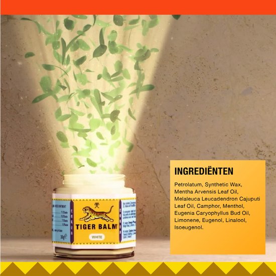 Tiger Balm Wit - Tijgerbalsem - Om vrijer te ademen - Verzachtende invloed op voorhoofd en slapen - Spierbalsem - 19 gram