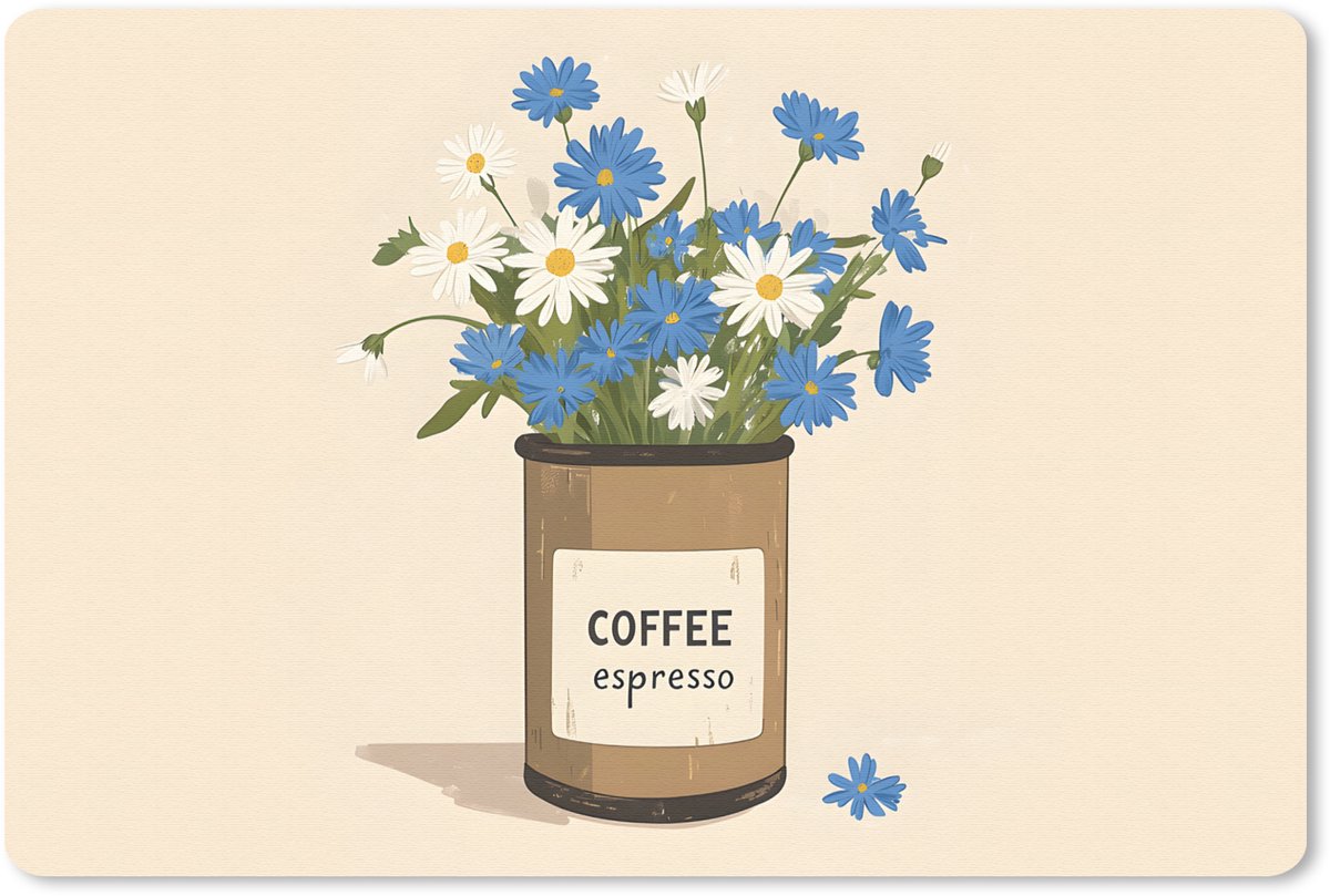 Muismat 27x18 cm - Mousepad Coffee - Blik - Minimalistisch - Bloemen - Muismatten