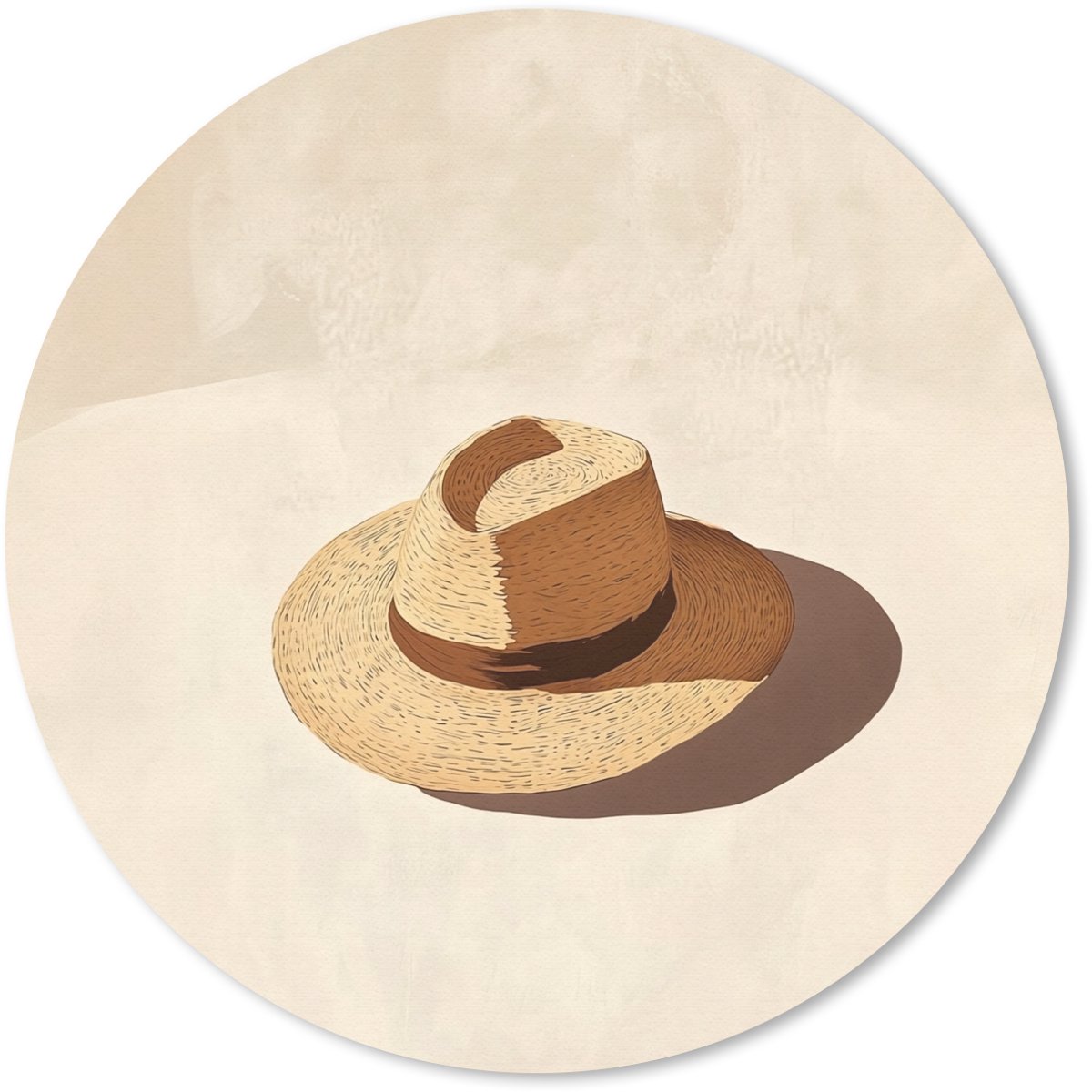 Muismat rond 30x30 cm - Mousepad Hoed - Minimalistisch - Schaduw - Beige - Ronde muismatten