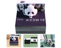 3D-notitieblok en kalender met 3D panda design en licht | Tafelkalender 2025 | Afscheurbare notities en penhouder | Creatief en handig | Desktop accessoire