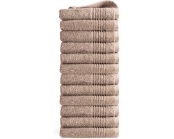 OUTLET BADTEXTIEL - set van 12 - handdoek 50x100 - beige