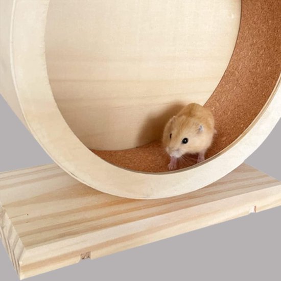Hamsterwiel, houten oefenwiel, interactief natuurlijk rolwiel, speelgoed voor gerbils, chinchilla's, egels, muizen, andere kleine dieren