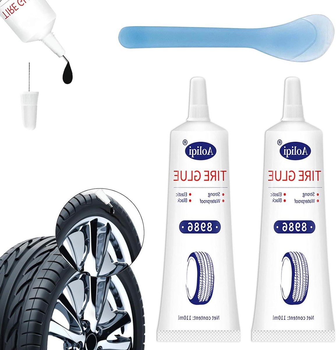 Allecto Plus - Bandenlijm 220 ml 2 stuks - Bandenreparatielijm voor auto banden - Fiets/motorfiets/autobanden afdichtmiddel reparatieset - Snel bandenscheuren en gaten repareren