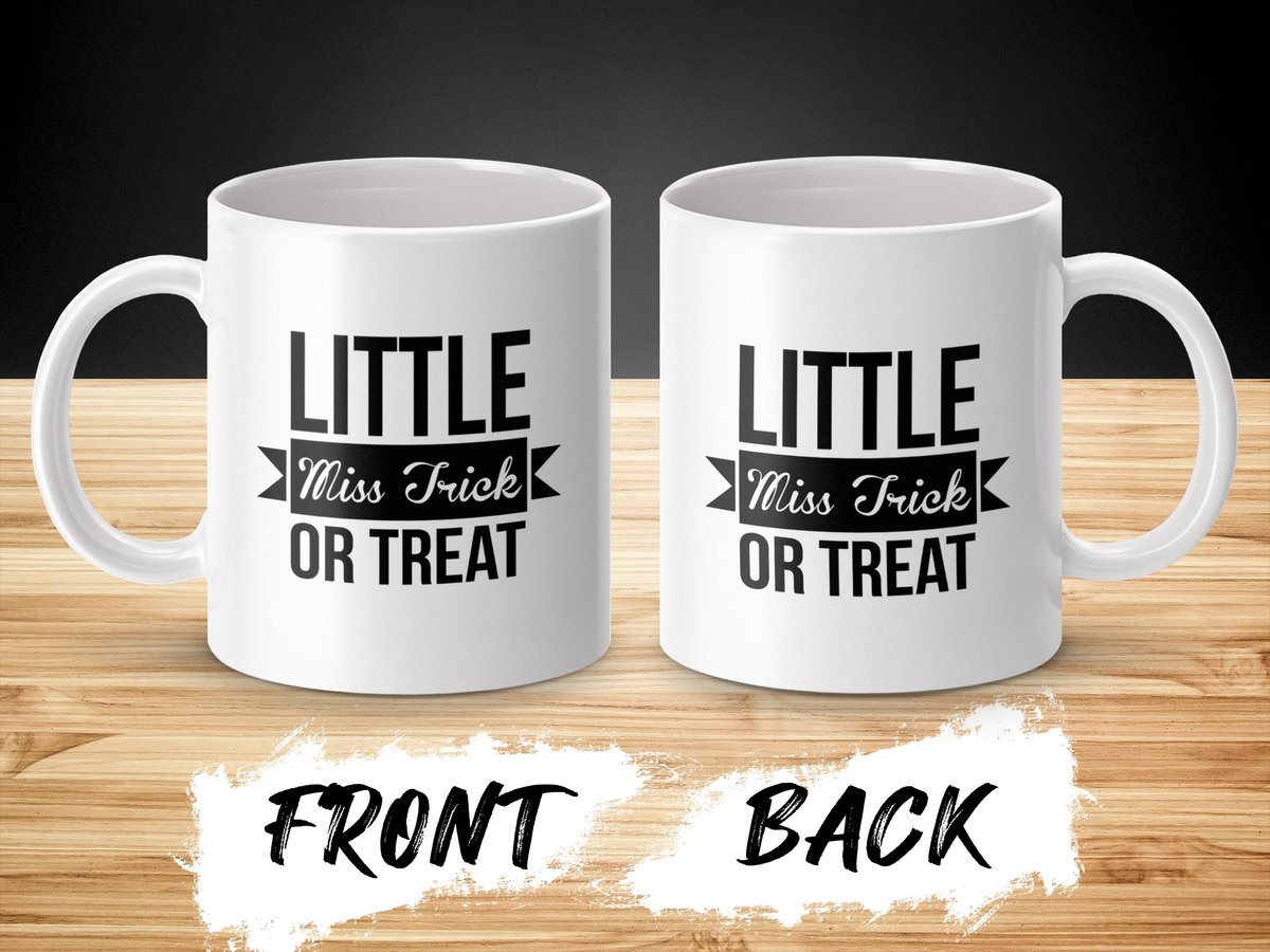 Little Miss Trick Or Treat Mug, Halloween Gift, Spooky Season Coffee Cup, Cute Girls Halloween, Gift for Daughter, Trendy Halloween Mug