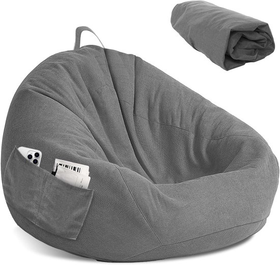 Housse De Pouf Pour Enfants 80x90cm Gris - Sans Rembourrage, Tissu Tricoté Doux Pour Chambre Et Salon