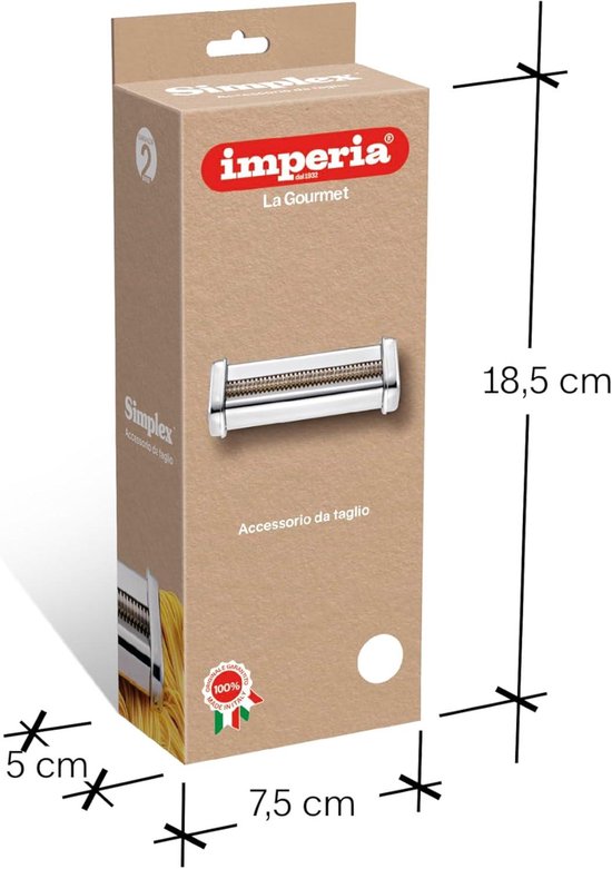 Gourmet Line IPASTA Pastamachine-accessoire. 100% Made in Italy. Roestvrijstalen keukenaccessoire voor ruwe verse pasta. Pastasnijder compatibel met pastamachines. — afbeelding 4