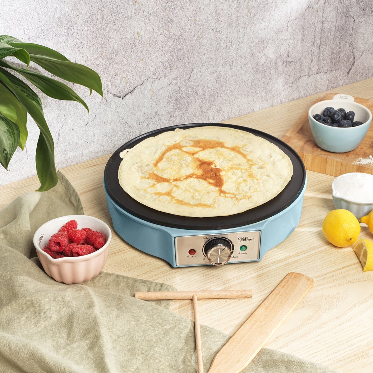 Giles & Posner Crêpe-Maker - Elektrische Pfannkuchenplatte 30cm Mit Antihaftbeschichtung, 1000W