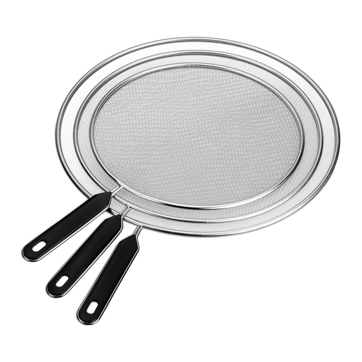 spatdeksel pan - set van 3 - ∅ 25, 29 en 33 cm - rvs - zwart
