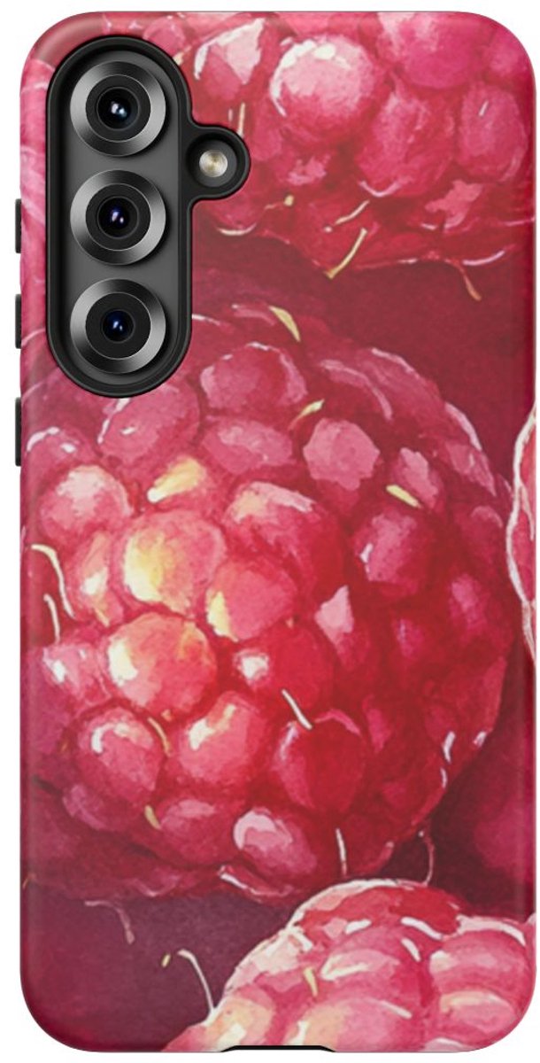 Aquarel Frambozen van Dichtbij – Telefoonhoesje Geschikt voor Samsung Galaxy S25 Plus