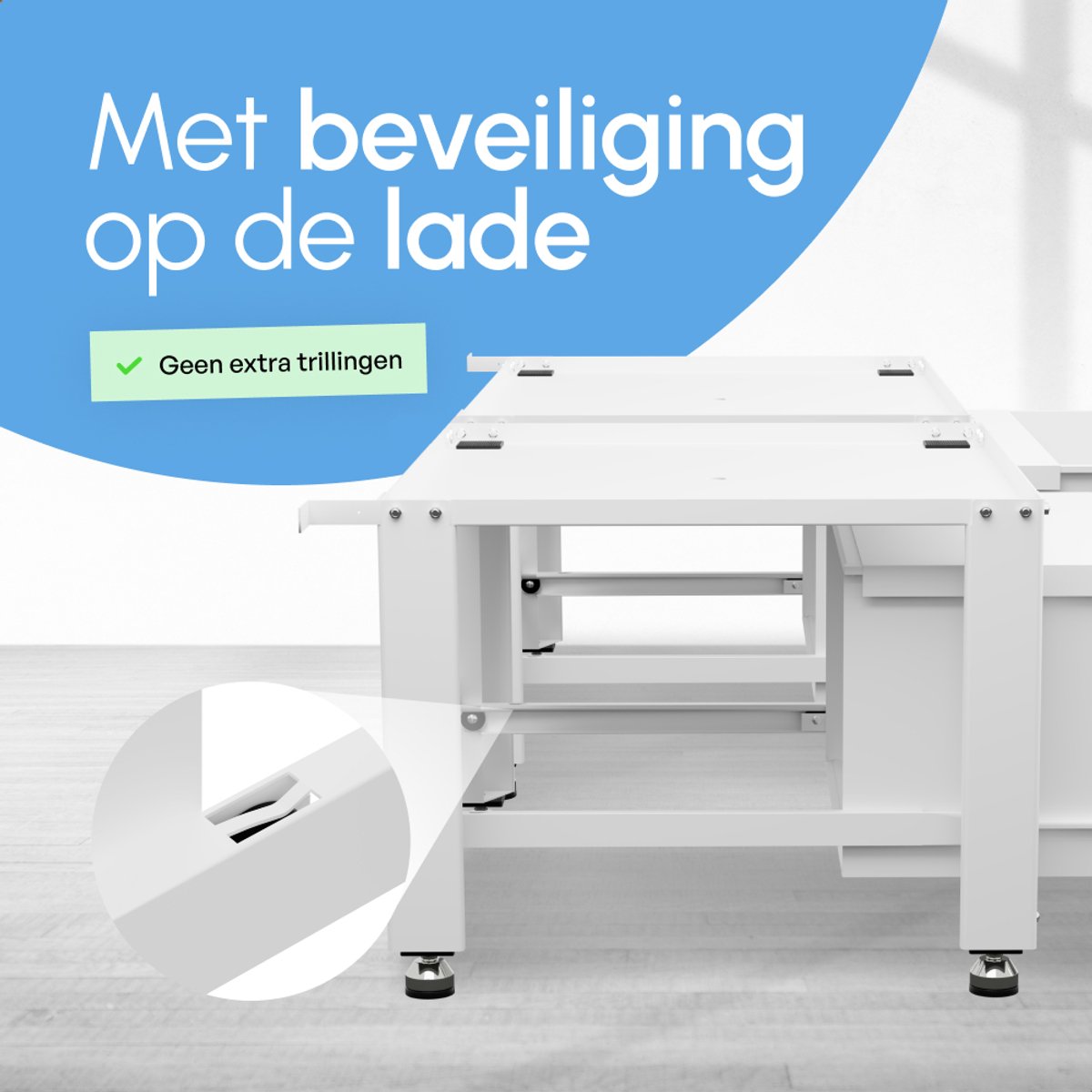 Bodo® - Wasmachine Verhoger - Dubbel - Kast - Ombouw met Lade - Wit - 124x58x44-48cm – foto 4
