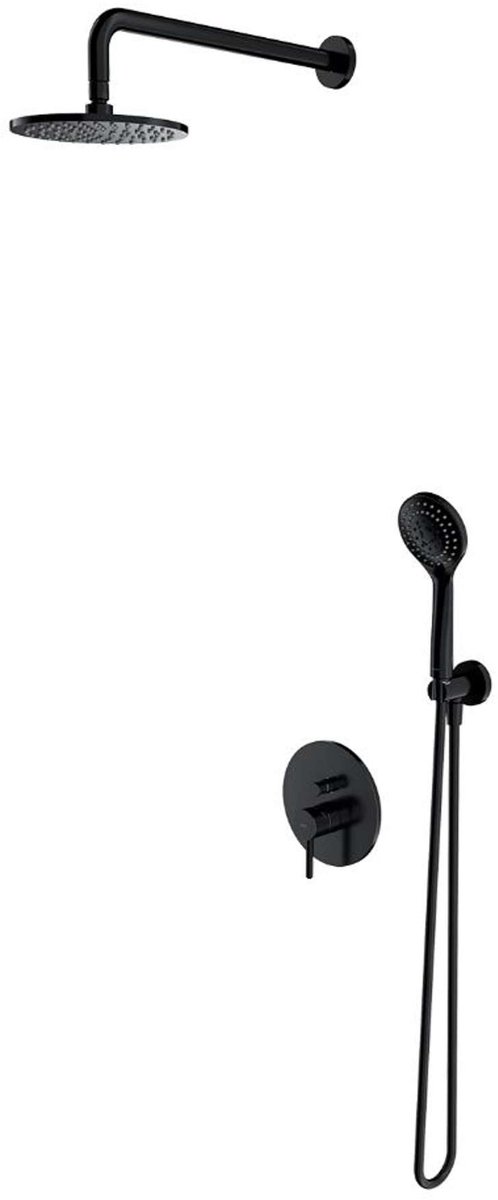 OMNIRES Y - Doucheset met inbouwkraan, met inbouwdeel, diameter 20 cm, zwart SYSY38BL