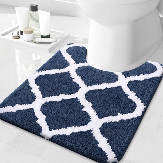 Homaxy Zacht badkamertapijt, 60 x 90 cm, antislip, wasbaar, badmat, hoogpolig, badmat, microvezel, absorberend, douchemat, blauw