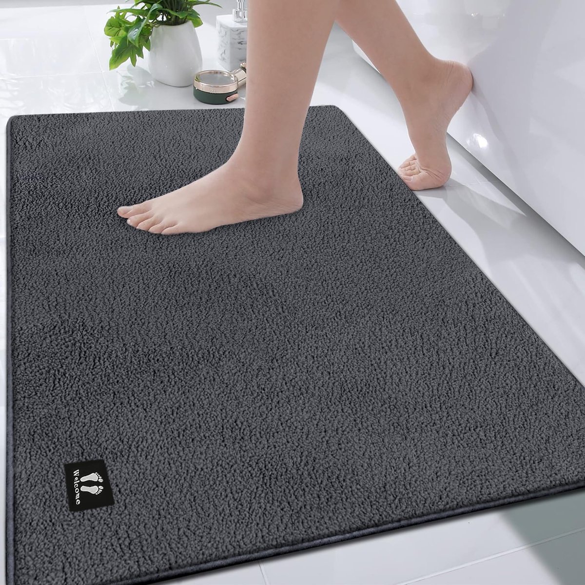 RTBQJ-AT Badmat Antislip Badkamermat 120x80cm Grote Badmat Microvezel Zachte Badmat Keukenmatten Machinewasbaar Oeko-Tex 100 Gecertificeerd, Grijs