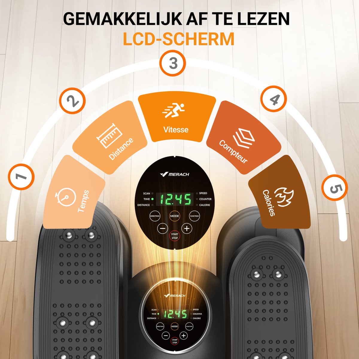 MERACH Mini Crosstrainer Zwart Geruisloos 12 - afbeelding 2