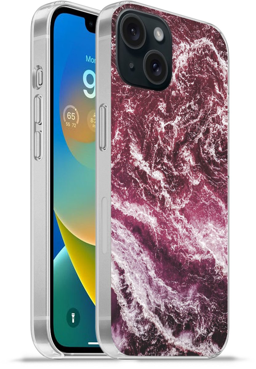 Telefoonhoesje Geschikt voor iPhone 15 hoesje - Marmer print - Natuursteen - Mineralen - Siliconen Telefoonhoesje Telefoonhoesje