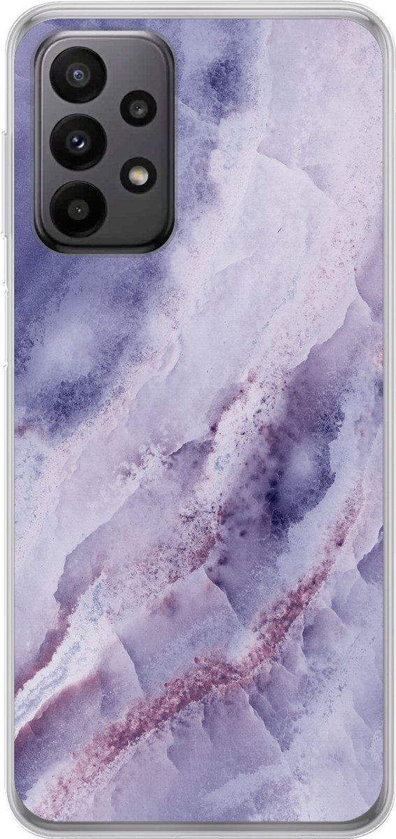 Telefoonhoesje Geschikt voor Samsung Galaxy A23 5G hoesje - Natuursteen - Paars - Edelstenen en mineralen - Siliconen Telefoonhoesje Telefoonhoesje
