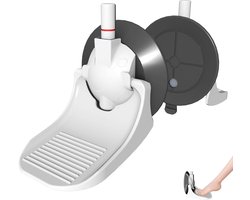 LORESJOY Douchevoetensteun met plank, luchtpomp, zuignap, douchevoetensteun, geen boren, antislip douchevoetpedaal met rode markering, douchevoetensteun, voetensteun voor het scheren van benen