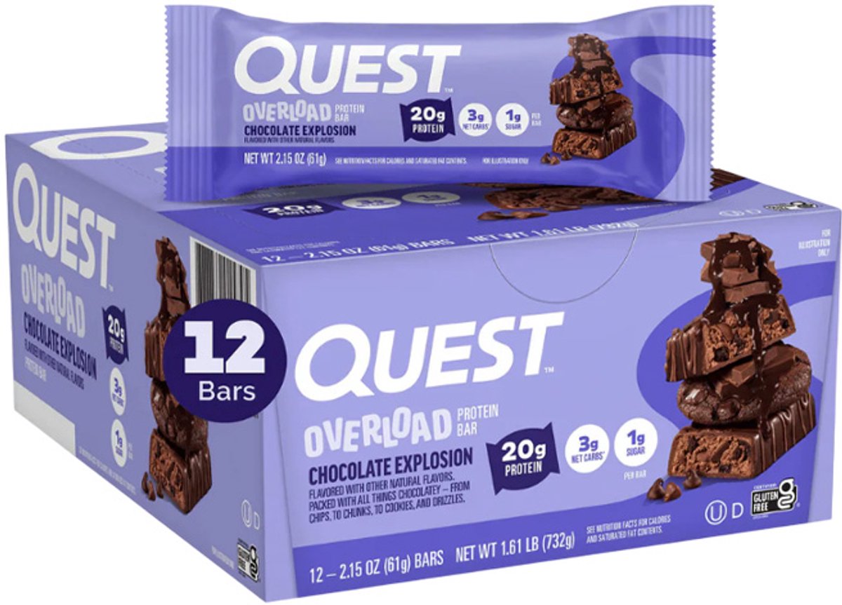 Quest Nutrition | Overload Protein Bar | Chocolate Explosion | 12 Stuks | 12 x 61 gram