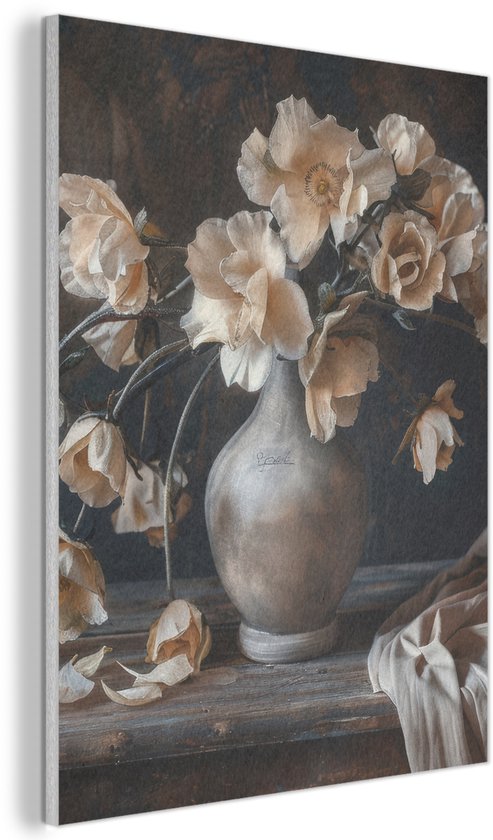 Panneau mural acoustique 70x100 cm - Peinture en Feutre Fleurs - Vase - Art - Nature morte - Panneaux acoustiques - Décoration murale insonorisante - Isolation phonique salon - Décoration murale panneaux sonores