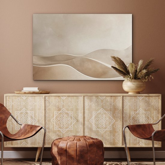 Panneau mural acoustique 100x70 cm - Peinture Feutre Beige - Nature - Abstrait - Moderne - Panneaux acoustiques - Décoration murale insonorisante - Isolation phonique salon - Décoration murale panneaux sonores