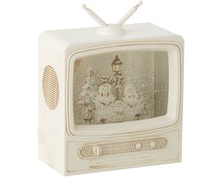 J-Line decoratie Waterbol Televisie - kunststof - wit