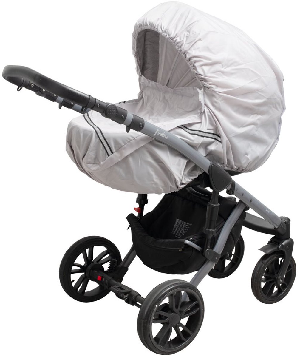 New Baby - Kinderwagenaccessoire - grijze kinderwagenhoes one size nylon waterafstotend - regenhoes - sneeuwbescherming - elastische band - reflecterend