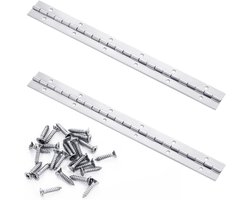 30cm Piano Hinge, 2 Pieces Stainless Steel Metal Piano Hinge with Holes, Heavy Polished Piano Hinges for Boat Cabinets Storage Box, Including Screw (Silver)