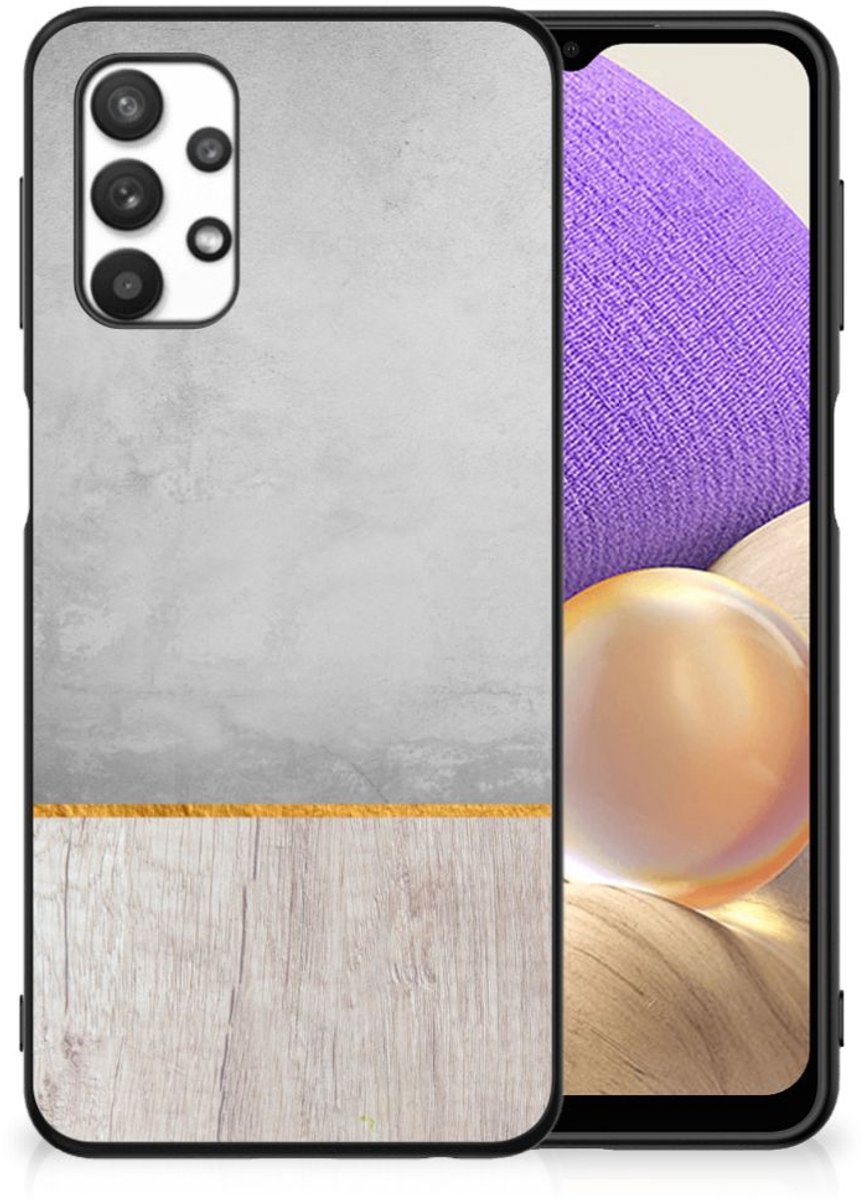 Samsung Galaxy A32 5G Houten Print Telefoonhoesje Wood Concrete